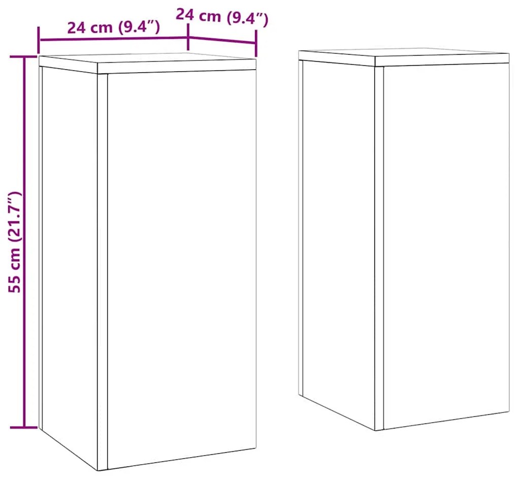 Conjunto de 2 Suportes de Plantas ao Ar Livre em branco, 24x24x55 cm,