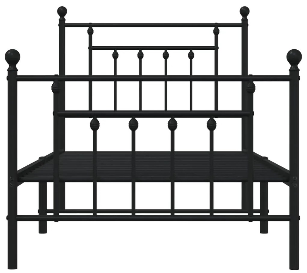 Estrutura de cama com cabeceira e pés 90x200 cm metal preto