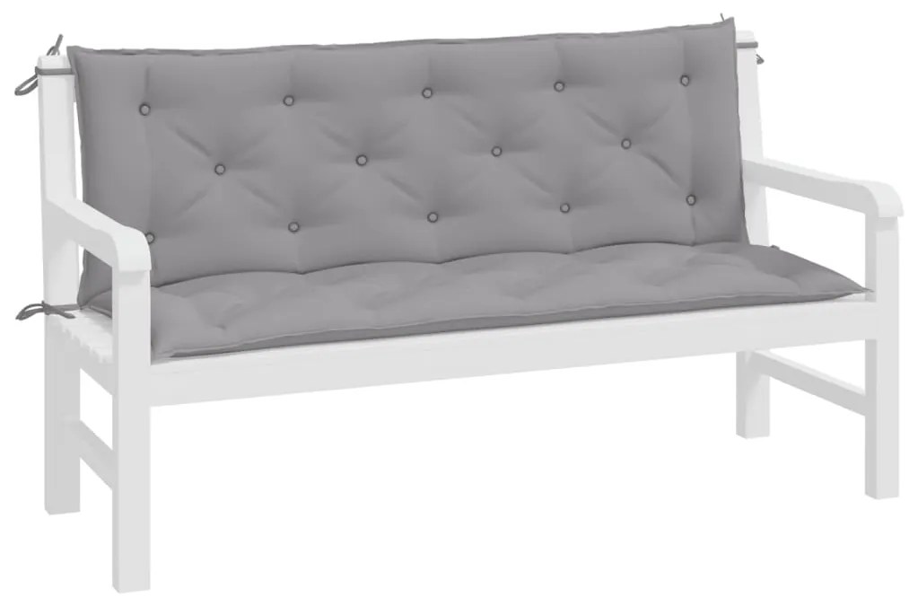 Almofadões banco jardim 2 pcs 150x50x7cm tecido oxford cinzento