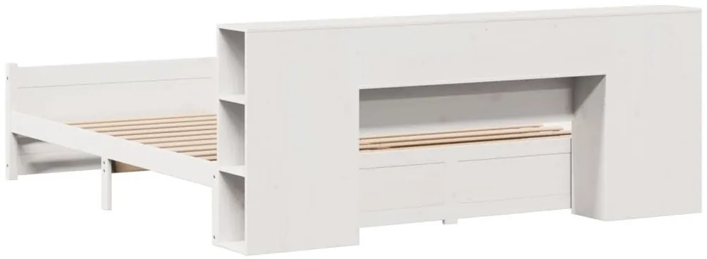 Cama com estante sem colchão 180x200 cm pinho maciço branco