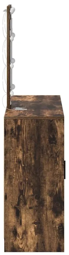 Mesa de Maquilhagem com Luzes LED Carvalho Fumado 102x33x135 cm