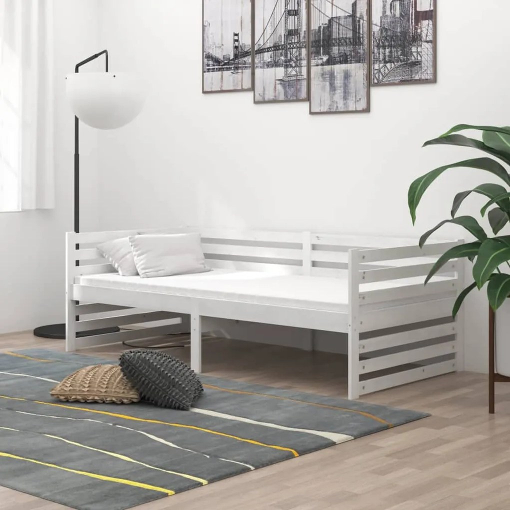 806946 vidaXL Sofá-cama 90x200 cm madeira de pinho maciça branco