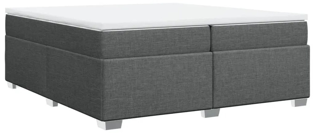 Cama com molas/colchão 200x200 cm tecido cinzento-escuro