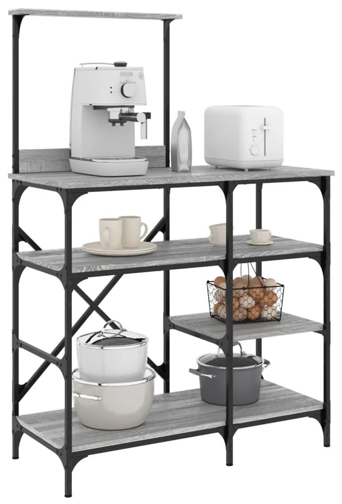 vidaXL Estante 90x40x132 cm derivados de madeira e metal cinza sonoma