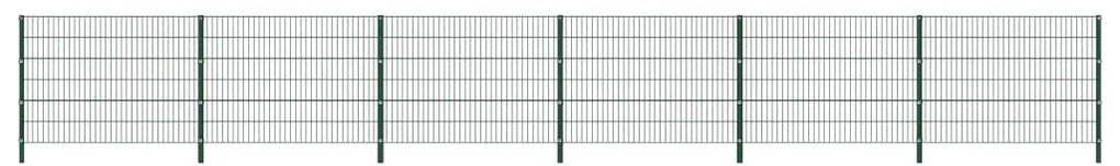 vidaXL Painel de vedação com postes ferro 10,2x1,2 m verde