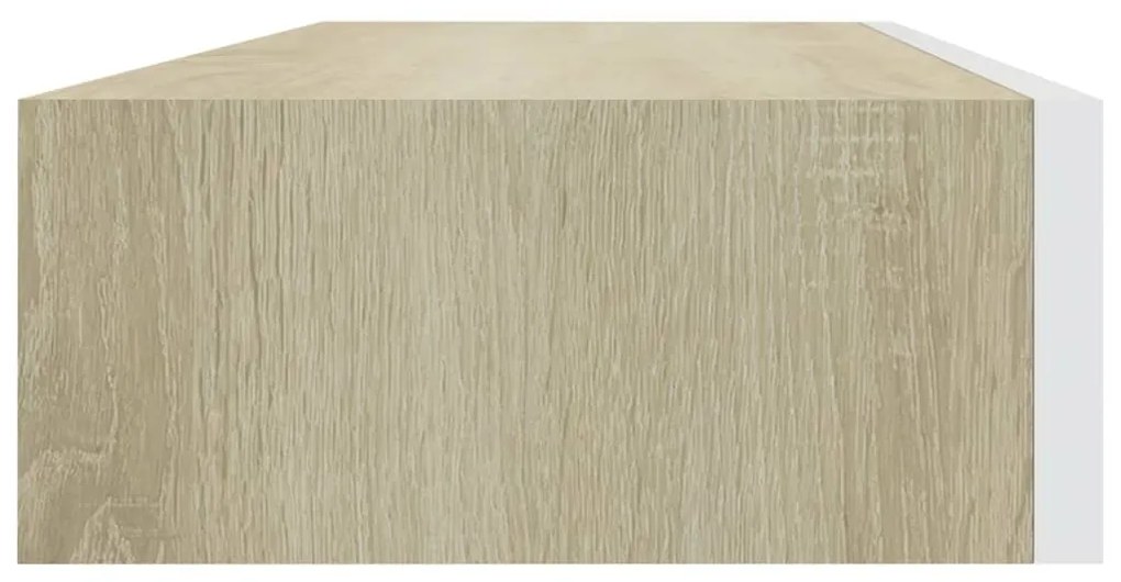Prateleiras parede c/ gavetas 2pcs MDF carvalho/branco