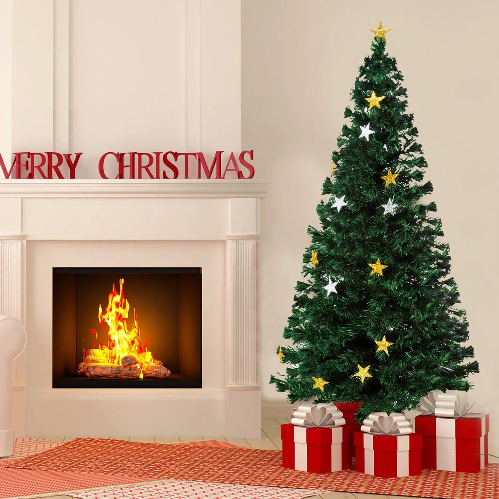 Árvore de Natal Verde Φ 80 x 180 cm Árvore de Fibra Óptica com 28 Luzes