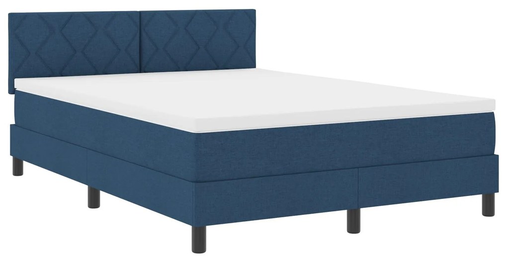 Cama Box Spring com Colchão & Luz LED Azul 140x200 cm Tecido