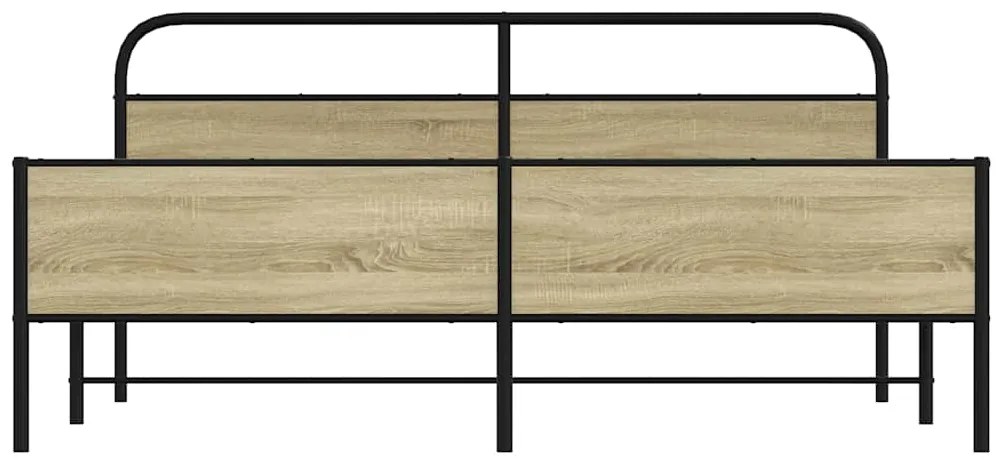 Estrutura de cama sem colchão 200x200cm metal carvalho sonoma