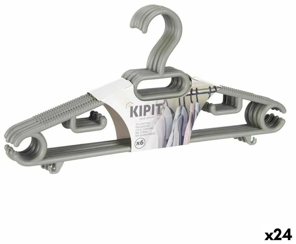 Conjunto de Cabides Cinzento Plástico 24 Unidades