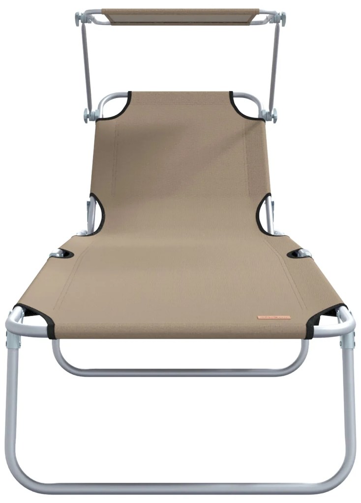 Espreguiçadeiras Dobráveis 2 pcs com Teto Taupe 600D Oxford Fabric