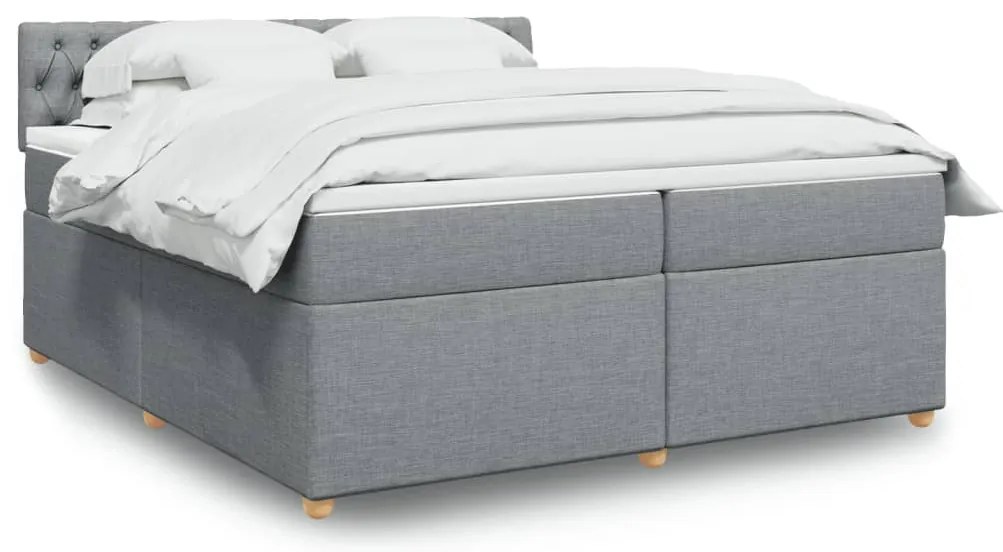 Cama com molas/colchão 200x200 cm tecido cinza-claro