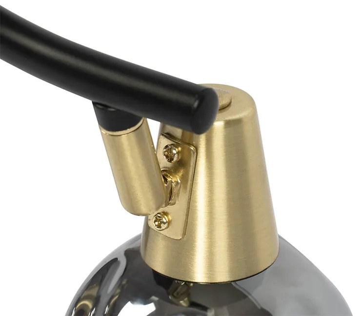 Plafon preto com latão e vidro fumê 2-luzes - VIDRO Art Deco