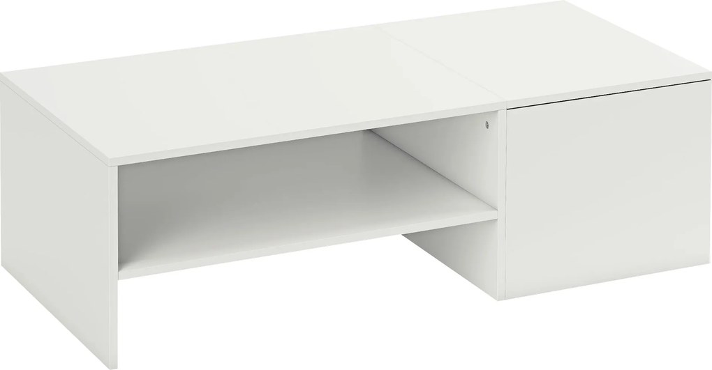 HOMCOM Mesa de Centro com Superfície Deslizante Moderna com Compartimento Oculto Prateleira Aberta 110x52x36 cm Branco | Aosom Portugal
