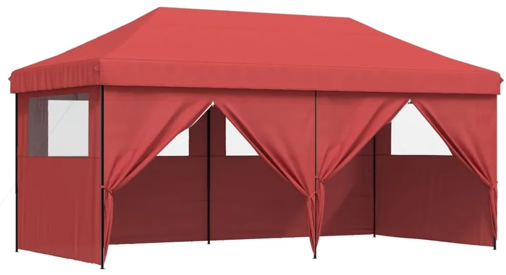 Tenda para festas pop-up dobrável com 4 paredes laterais bordô