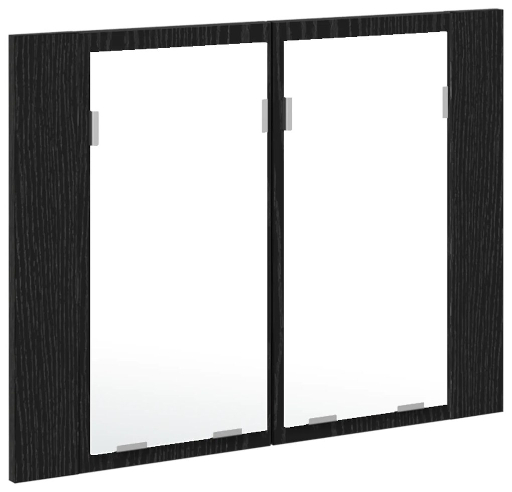 Armário de Espelho LED para Casa de Banho vidaXL Preto Carvalho 60x12x