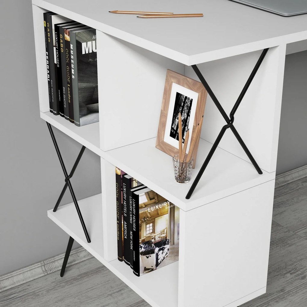 Secretária Estudo Extra – Branco/Preto – 120x78,8x60 cm