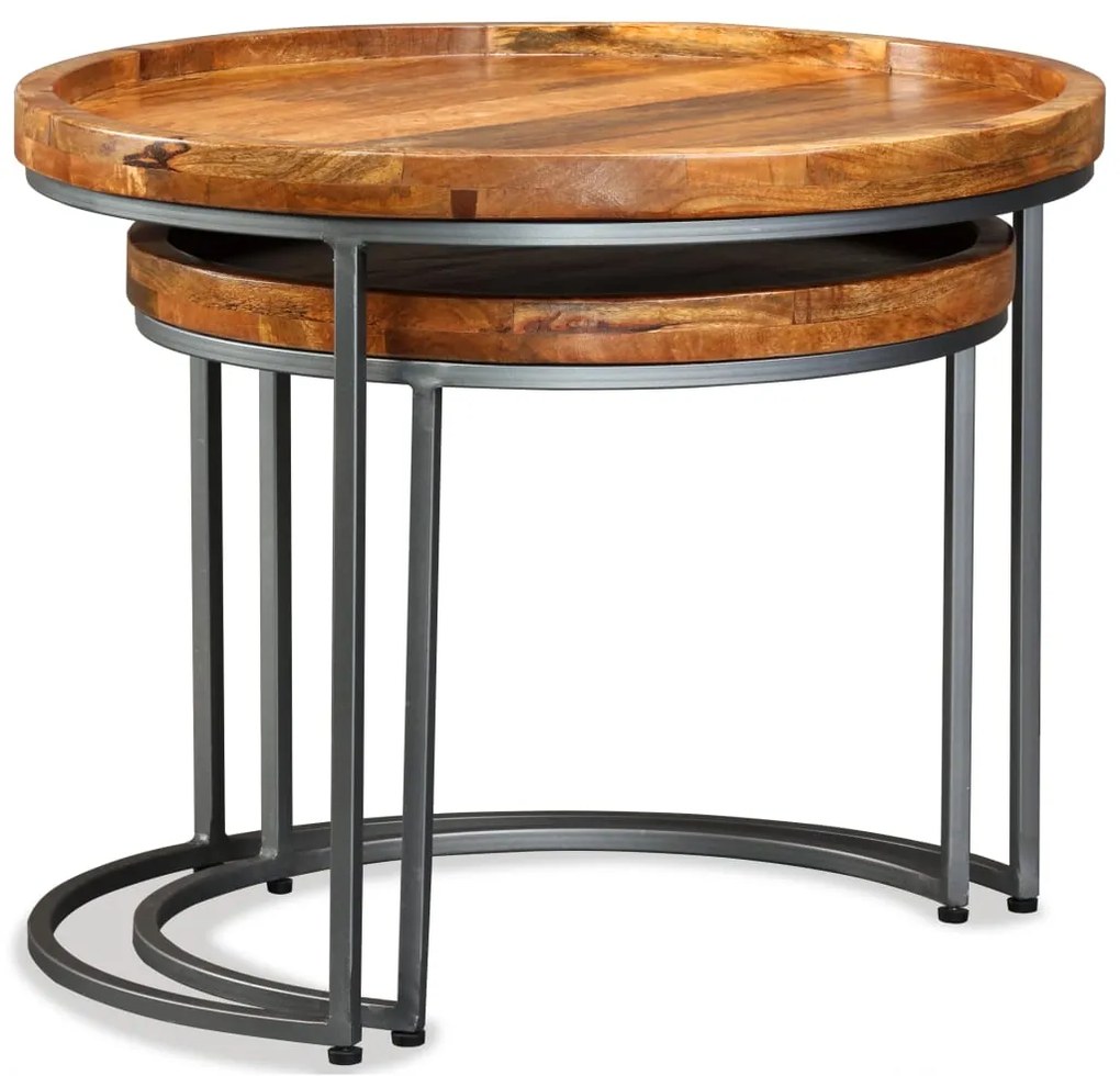 Mesa de apoio 2 pcs madeira de mangueira maciça
