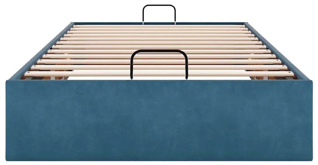 Otomano Bed Frame No Colchão Azul Escuro 80x200 cm Veludo