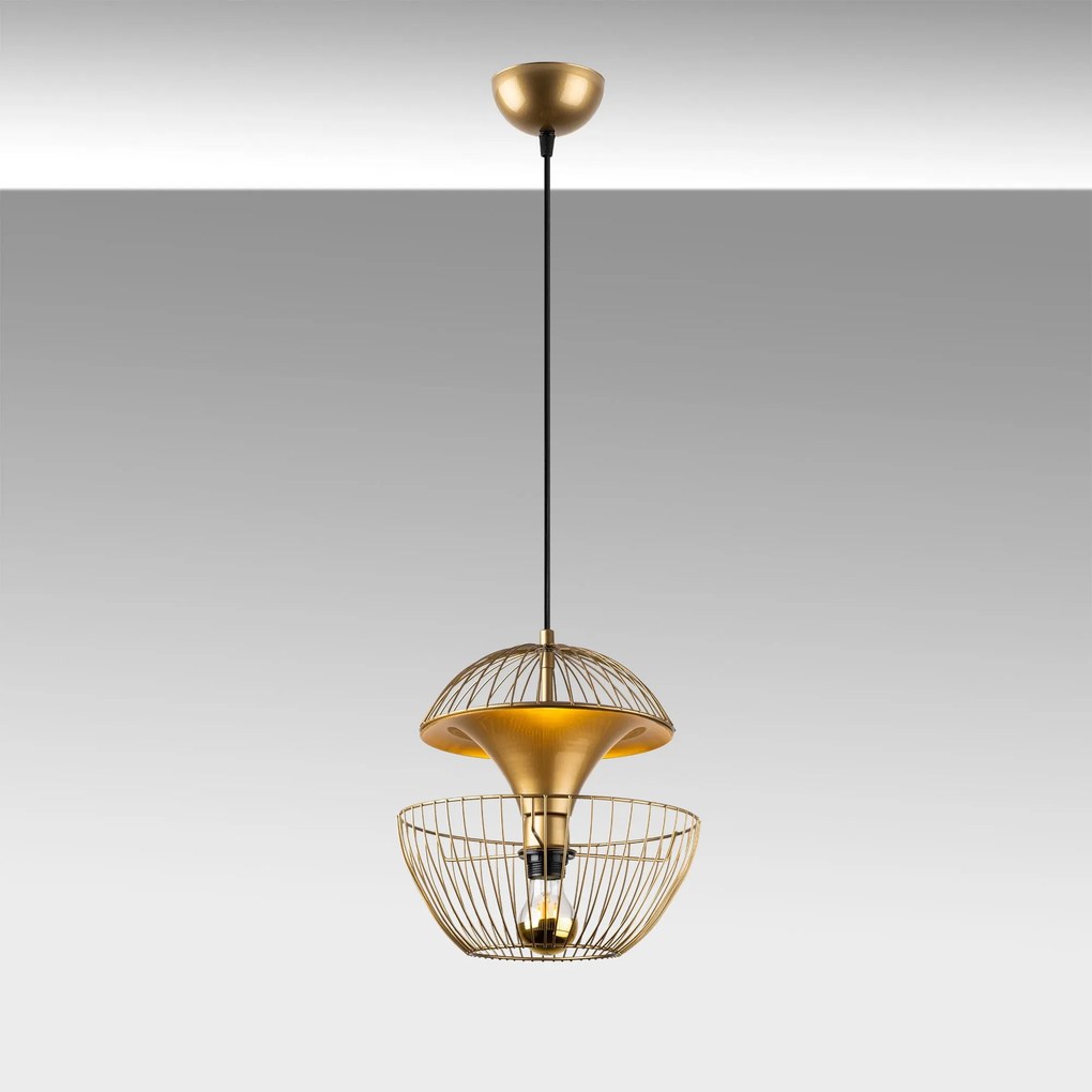 Candeeiro de Teto Telmander – Dourado Brilhante – 30 x 30 x 45-135 cm