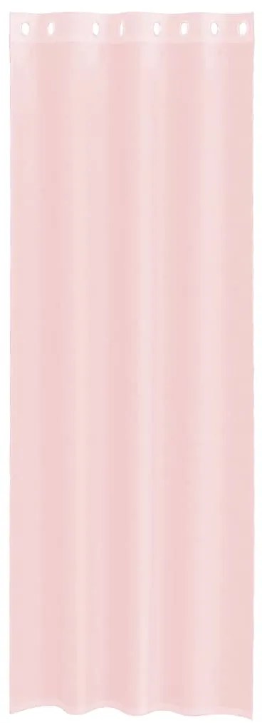 Cortinas de voile com ilhós 2 pcs rosa-claro 140x300 cm