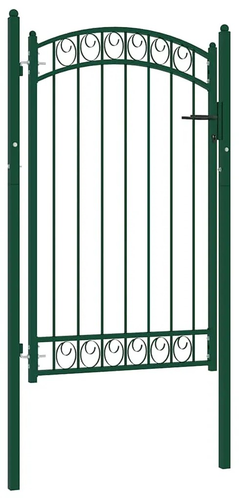 vidaXL Portão para cerca com topo arqueado 100x150 cm aço verde