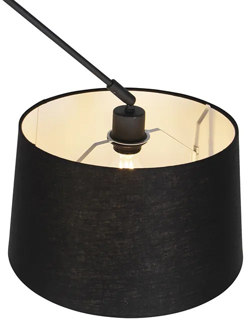 Candeeiro de suspensão preto com abajur de linho preto 35 cm - Blitz Moderno