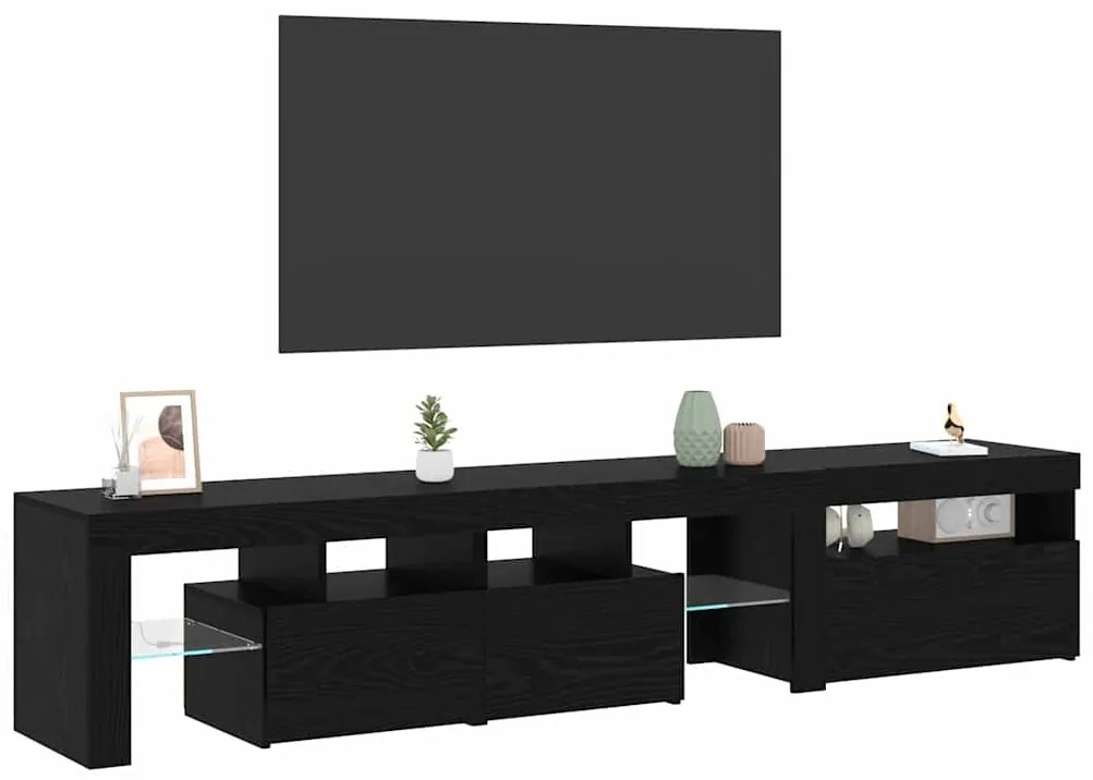 Gabinetes de TV vidaXL 2 peças com luzes LED de carvalho preto em made