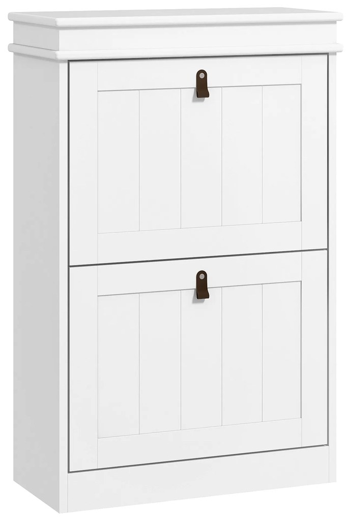 HOMCOM Móvel Sapateira Branco Sapateira Estreita com 2 Portas e Prateleira Ajustável para 10 Pares de Sapatos 54x24x82,5 cm Branco | Aosom Portugal