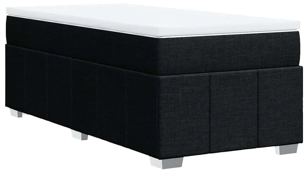 Cama com molas/colchão 100x200 cm tecido preto