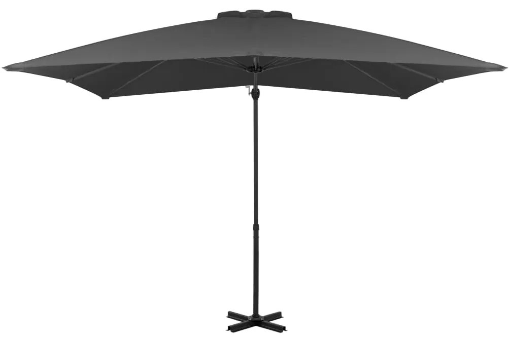 Guarda-sol cantilever com poste alumínio 250x250 cm antracite