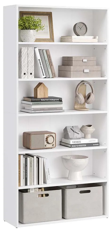 Estante com 6 compartimentos abertos 24 x 80 x 160,7 cm em branco