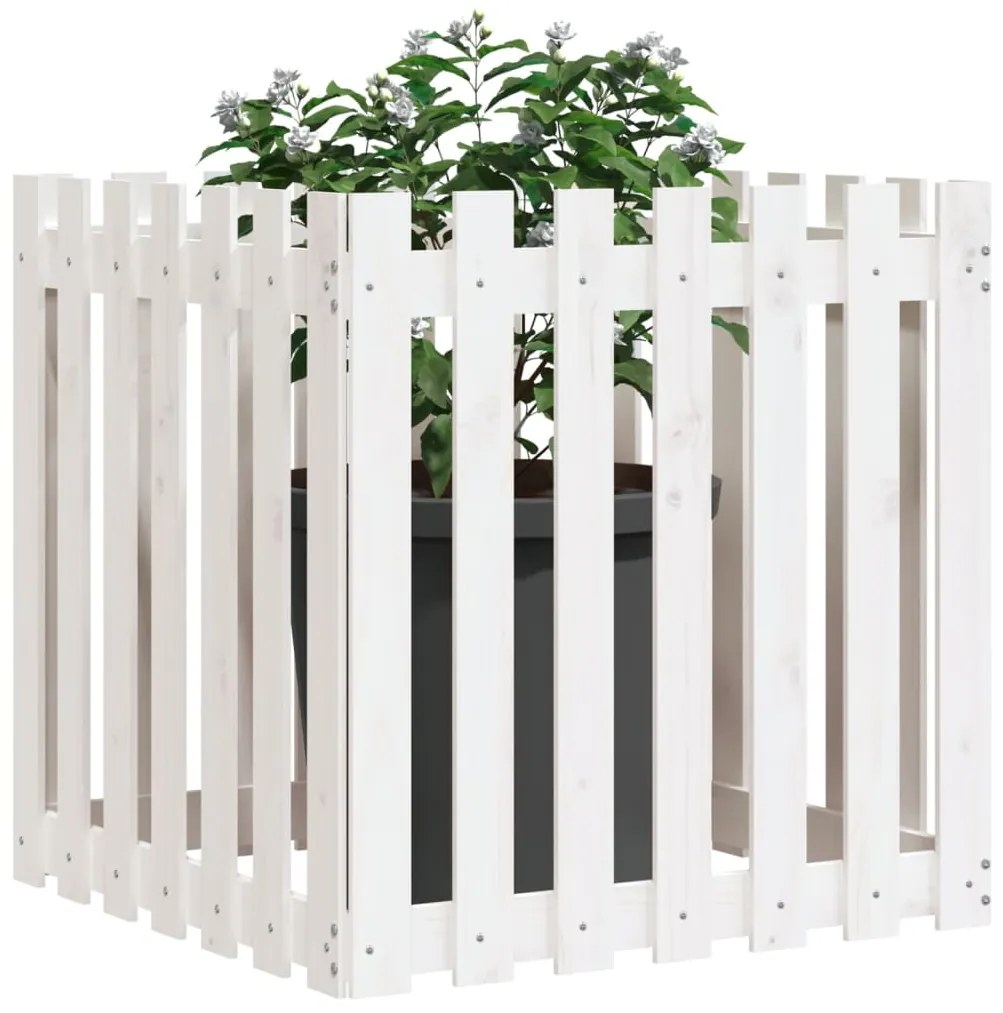 Vaso de jardim c/ design cerca 70x70x70 cm pinho maciço branco