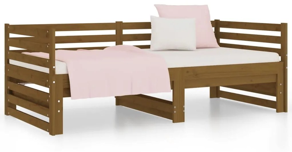 Estrutura sofá-cama de puxar 2x(90x190)cm pinho maciço castanho