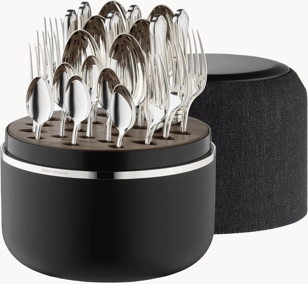 Conjunto de talheres artesanal com caixa Alt-Chippendale, 6 pessoas, conjunto de 24