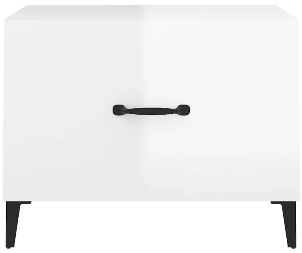 Mesa de centro com pernas de metal 50x50x40 cm branco brilhante