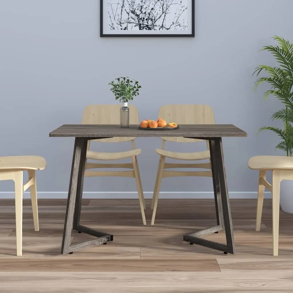 286092 vidaXL Mesa de jantar 120x60x74 cm MDF e ferro cinzento