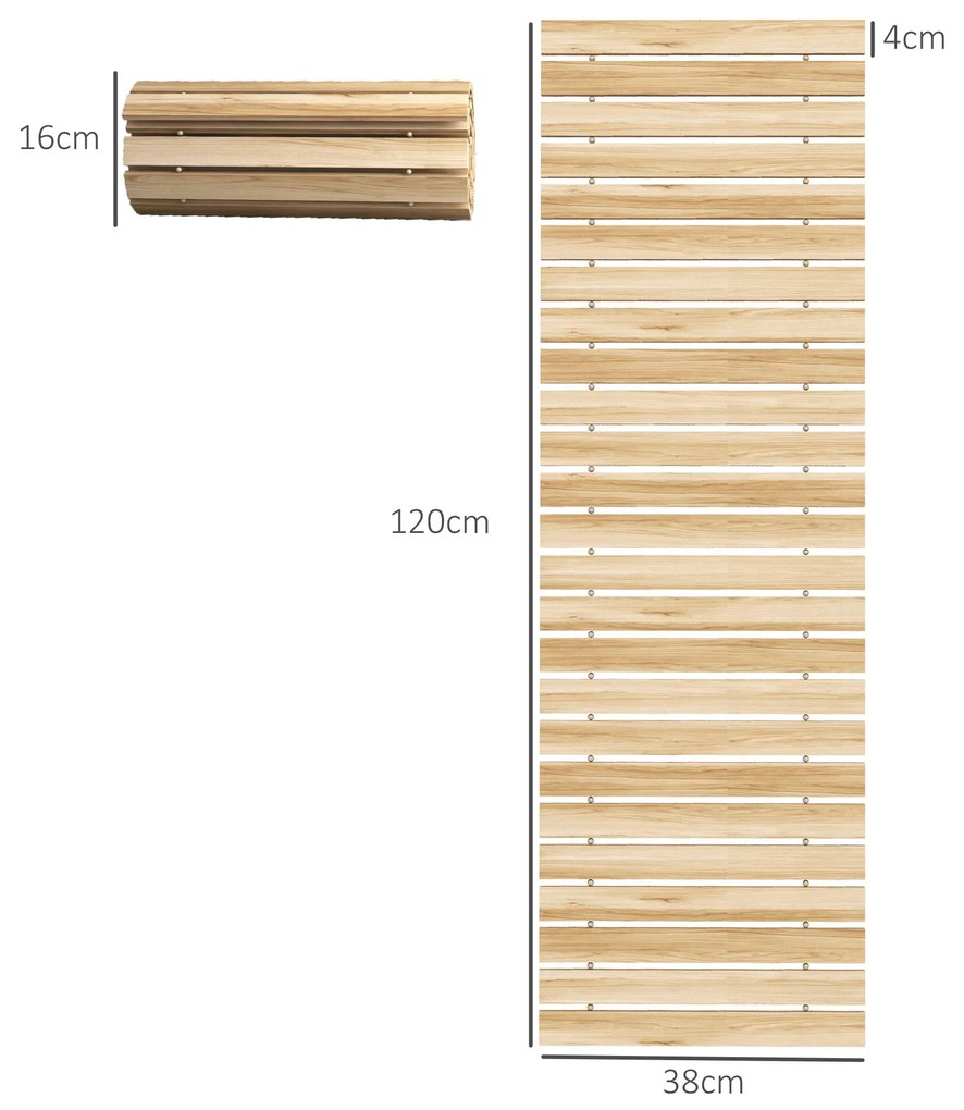 Outsunny Estrado de Ripas de Madeira 120x38 cm Estrado de Ripas Enrolá