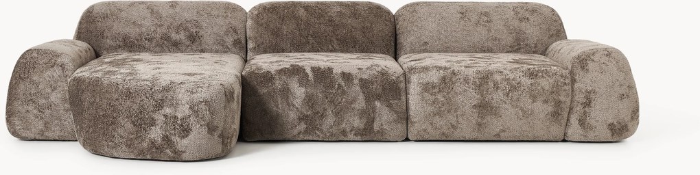 Sofá de canto modular em teddy-bouclé Wolke (4 lugares)