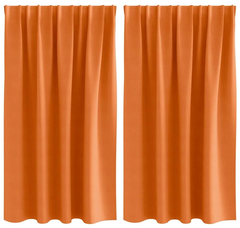 Cortinas 2 pcs Laranja Brilhante 140 x 140 cm Poliéster