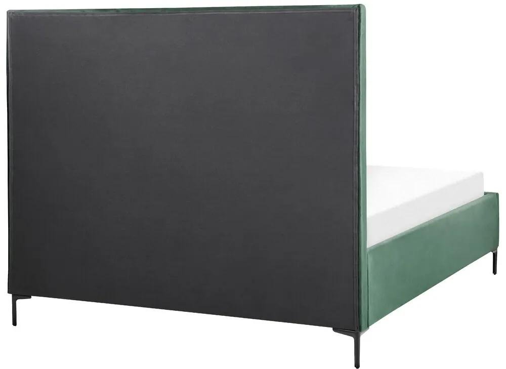 Cama de casal com arrumação em veludo verde escuro 160 x 200 cm SEZANNE Beliani