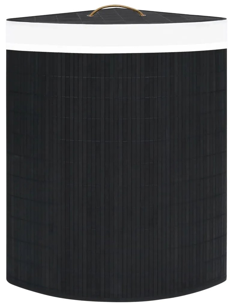 Cesto de canto para roupa suja 60 L bambu preto