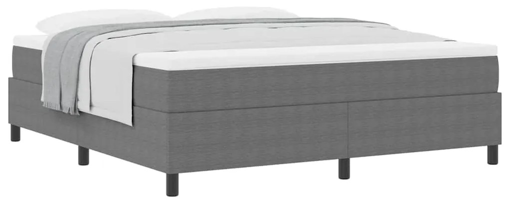 Cama Box com Colchão - Cinza Claro, Super King, Tecido de Cotele