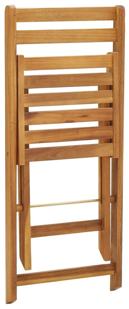 3 pcs conjunto de bistrô dobrável madeira de acácia maciça