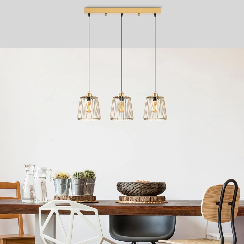 Candeeiro Chandelier Pirlo – Dourado Brilhante – 68 x 16 x 114 cm
