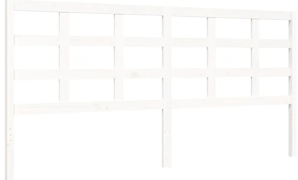 Estrutura de cama com cabeceira 200x200cm madeira maciça branco