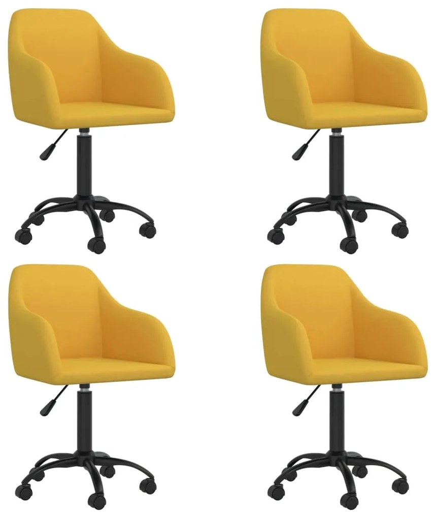 vidaXL Cadeiras de jantar giratórias 4 pcs veludo amarelo