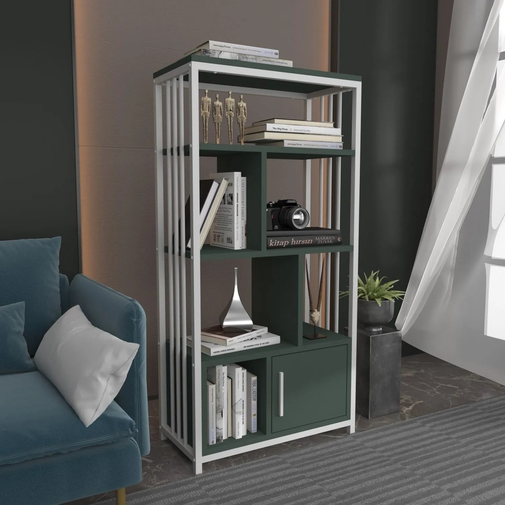 Estante Valero – Verde e Branco – 60 cm x 120 cm x 29,6 cm