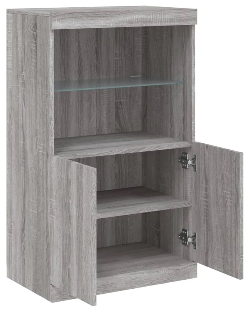 Aparador com luzes LED 60,5x37x100 cm cinzento sonoma