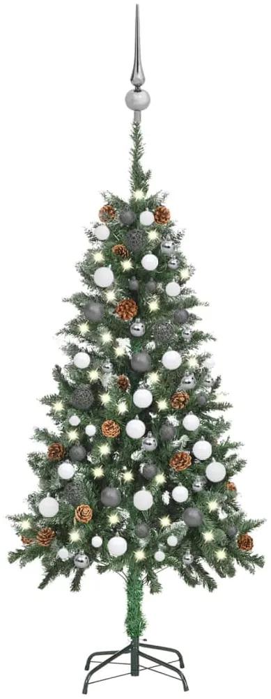 3077895 vidaXL Árvore Natal artificial pré-iluminada c/ bolas e pinhas 150 cm